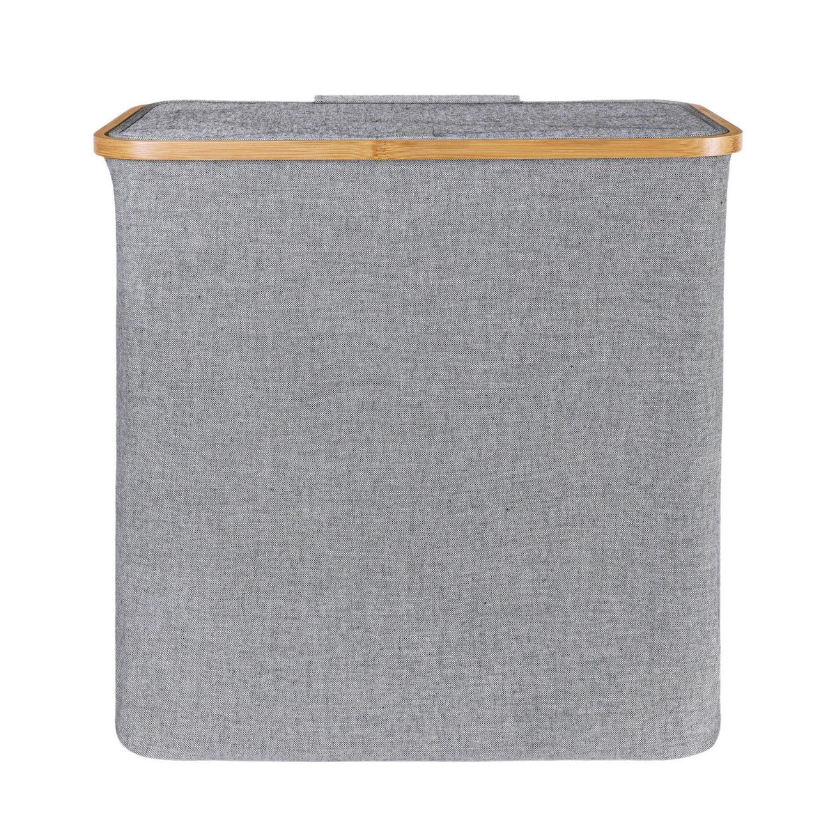 Cesto de Ropa de Tela con Tapa de Bambú, marca Just Home Collection - Foto Principal