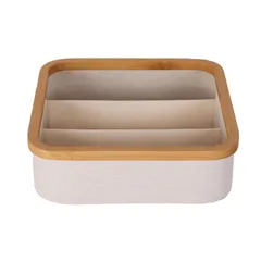 Caja Organizadora de Tela con Bambú 3 Divisiones