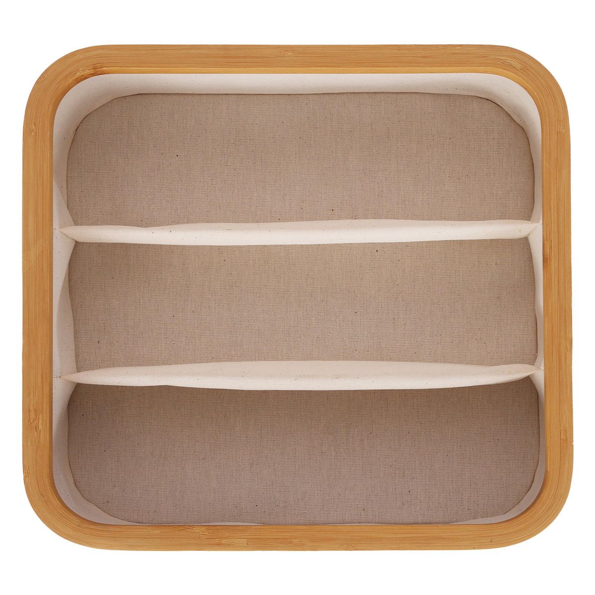 Just Home Collection - Caja Organizadora de Tela con Bambú 3 Divisiones
