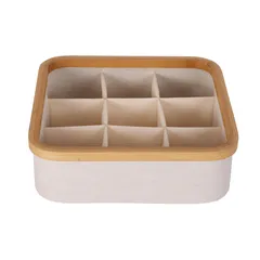 Caja Organizadora de Tela con Bambú 9 Divisiones