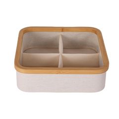 Caja Organizadora de Tela con Bambú 4 Divisiones