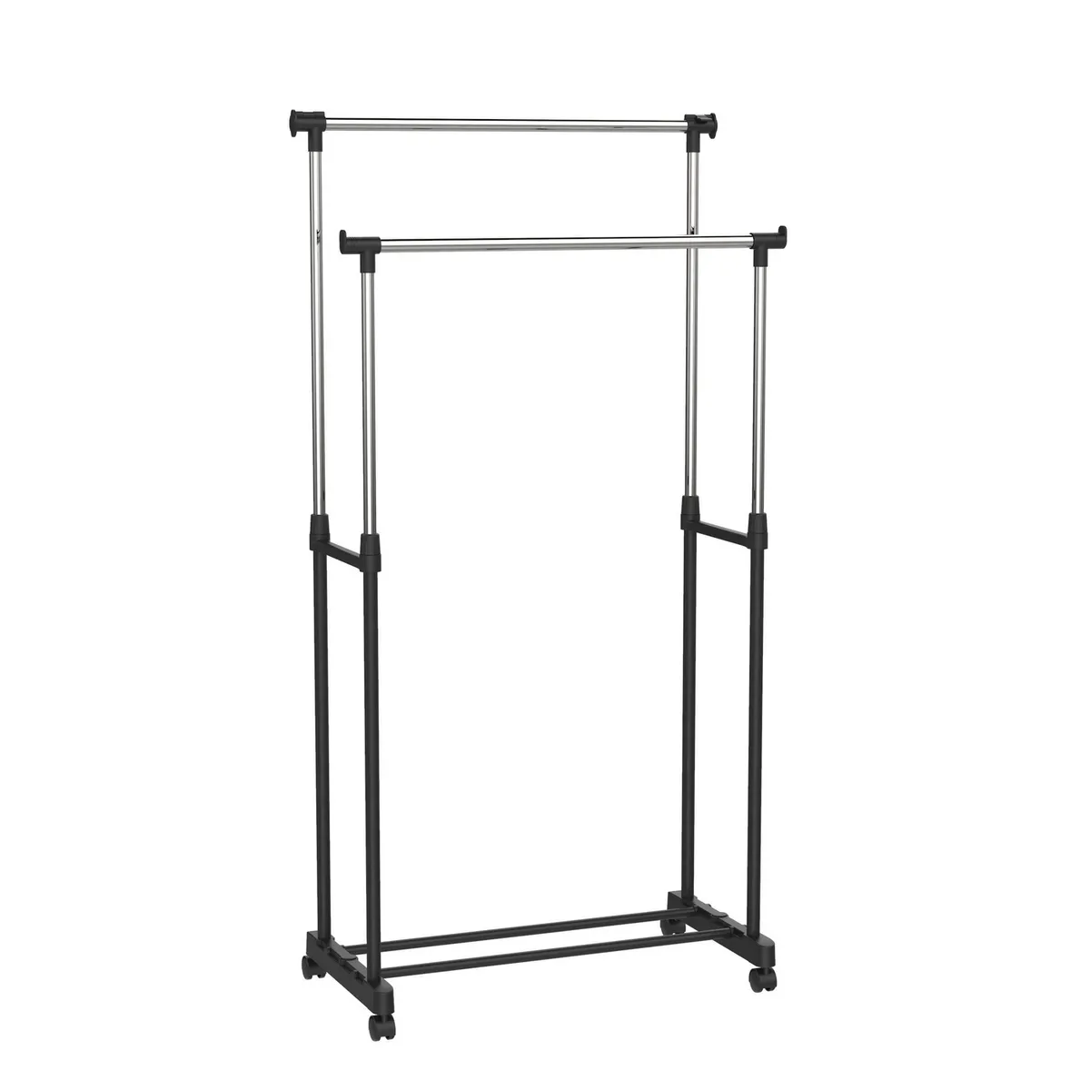 Just Home Collection - Perchero doble Barra con Ruedas Negro