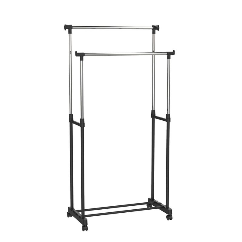 Just Home Collection - Perchero doble Barra con Ruedas Negro