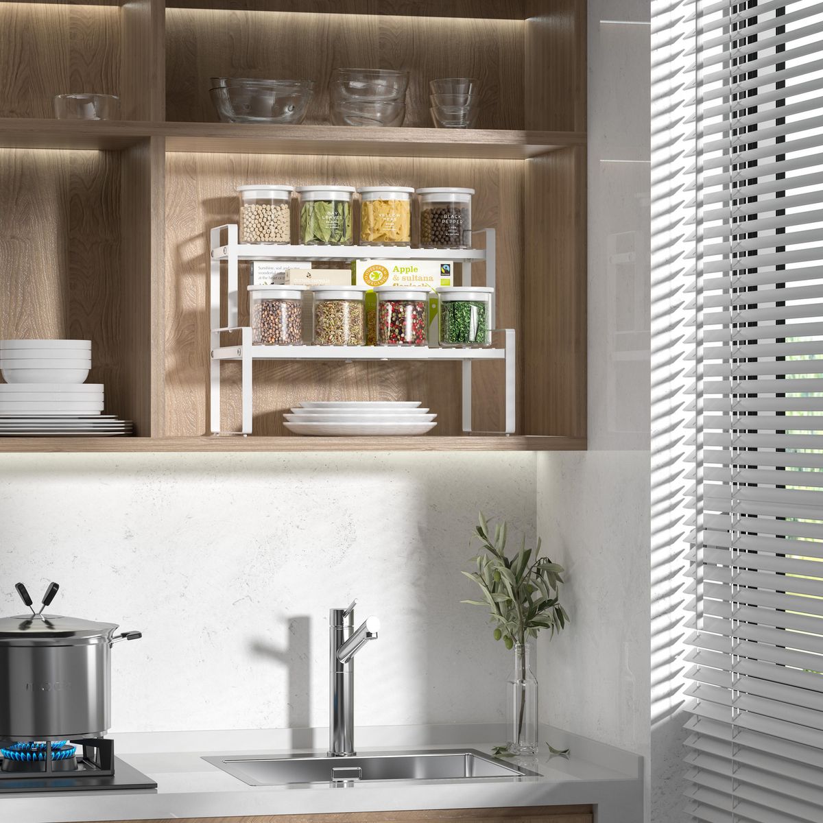 Rach Organizador Especiero Extensible 2 Niveles, marca Just Home Collection - Foto 2