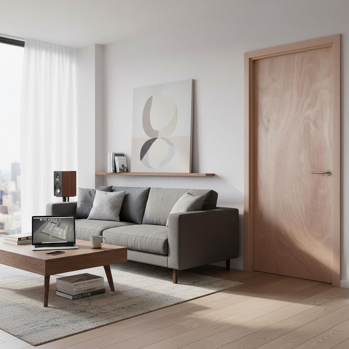 Puerta tambor MDF Desnuda de 80 x 213 cm Natural, marca Mimsa - Foto 2