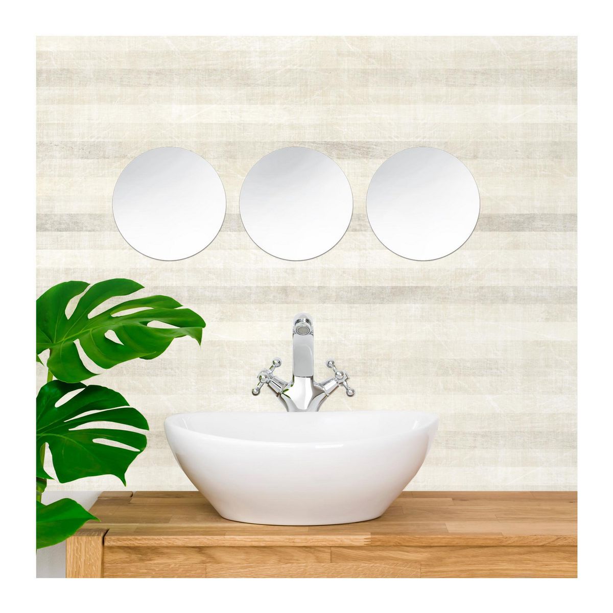 Live Deco - Set de 3 Espejos Decorativos Redondos sin Marco de 15 cm