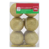 Set 12 Esferas de Navidad Doradas Escarchadas 6 cm