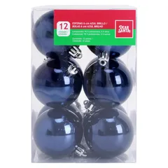 Juego de 12 Esferas Navideñas con Brillo Color Azul Oscuro 6 cm