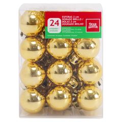 Juego de 24 Esferas Navideñas Doradas con Brillo 2 cm