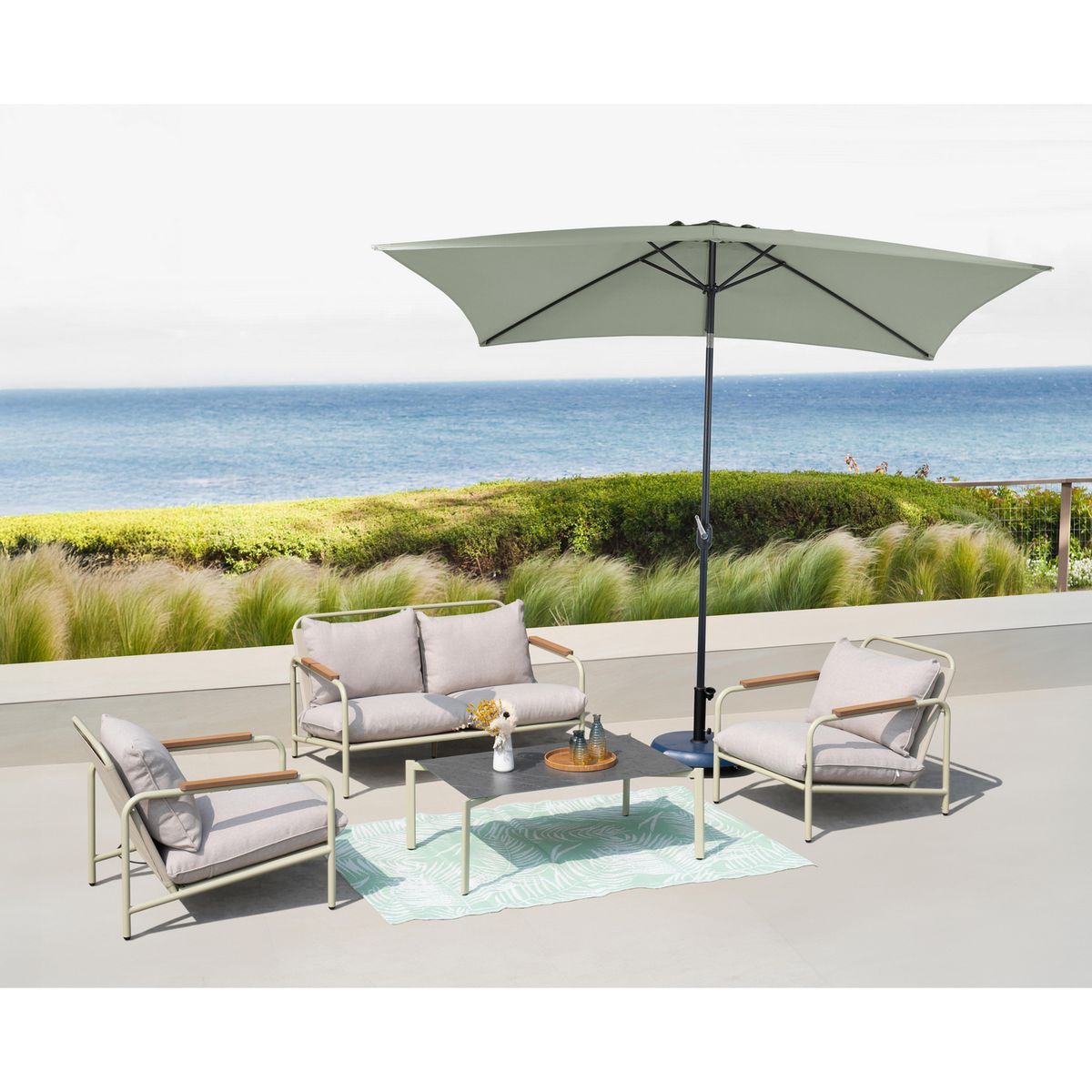 Just Home Collection - Sombrilla Central Gris 2x3 M