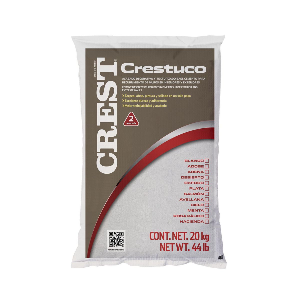 Crest - Acabado Decorativo Texturizado Crestuco Crest 20Kg Blanco