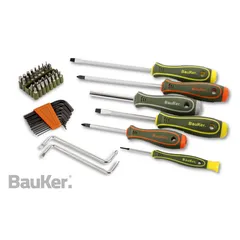 Kit de Desarmadores y Llaves Hexagonales, 55 Pzas Bauker