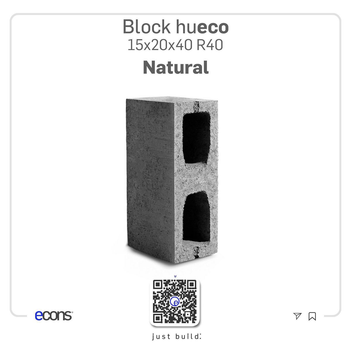 Block Hueco para Construcción de 15 x 20 x 40cm, marca ** Marca Nueva ** - Foto Principal