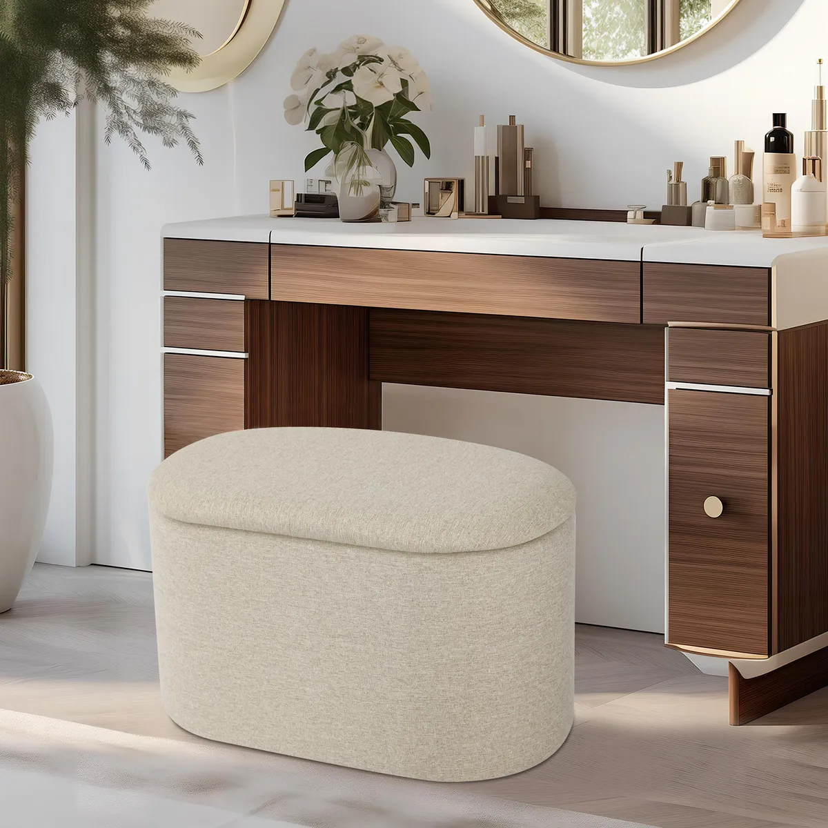 Just Home Collection - Puff con Storage Hyooka Beige