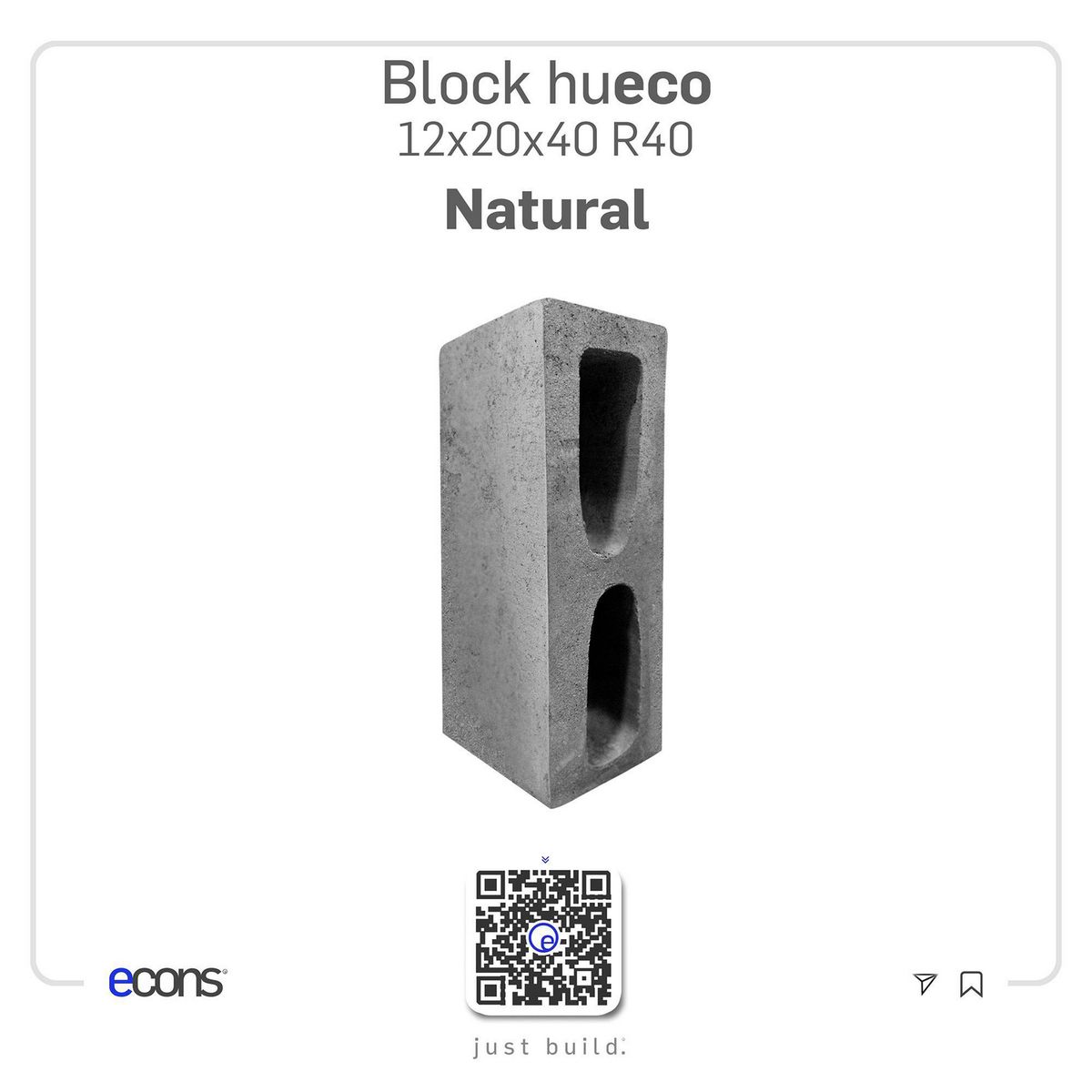 ** Marca Nueva ** - Block Hueco para Construcción de 12 x 20 x 40cm