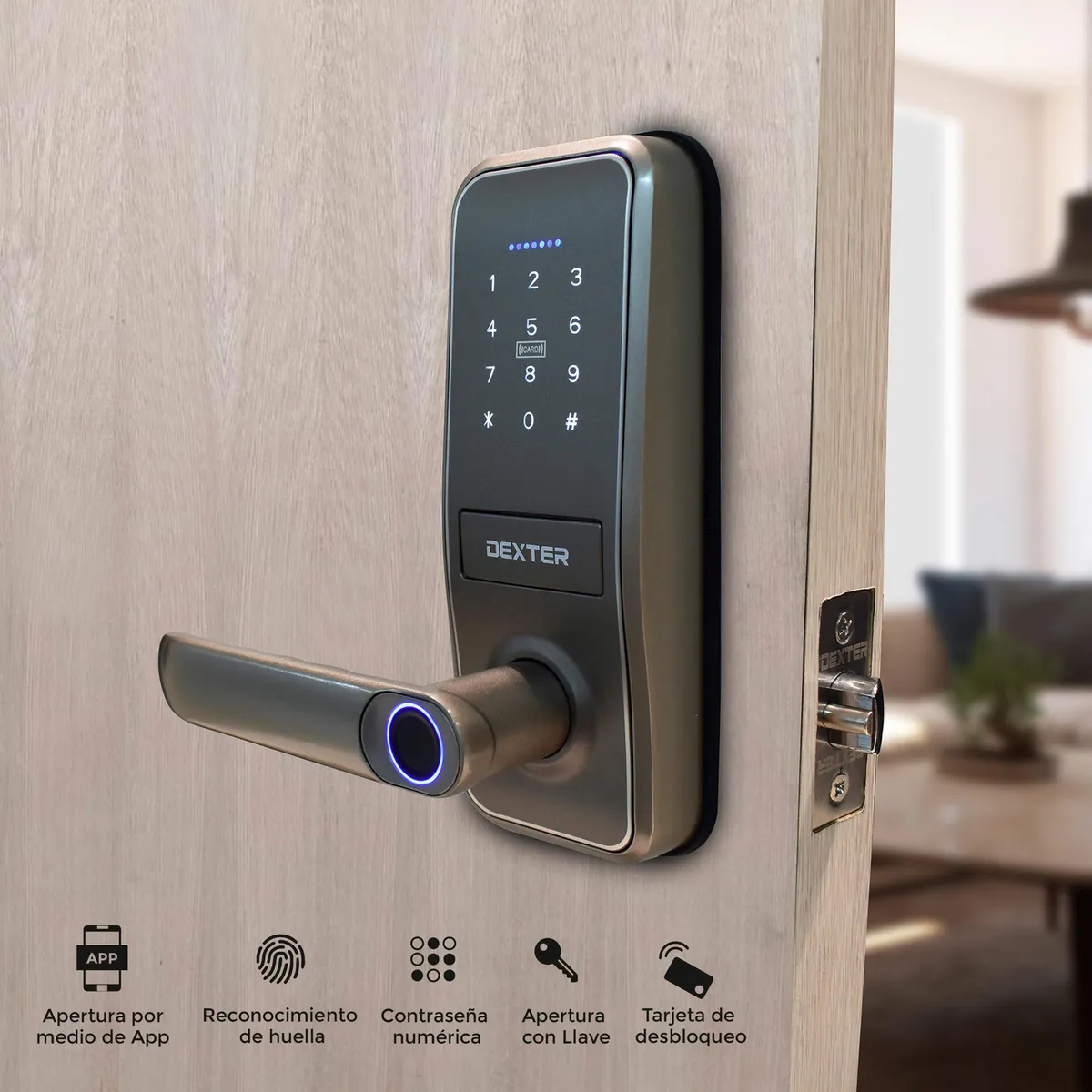 Dexter - Cerradura Dexter Smart Manija Tubular P130, Plateado