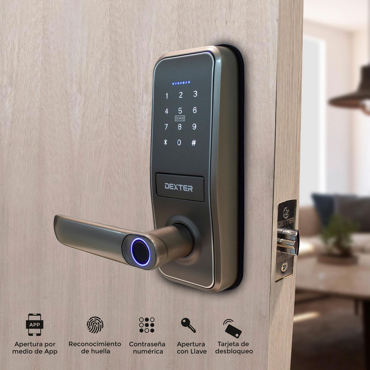 Dexter - Cerradura Dexter Smart Manija Tubular P130, Plateado
