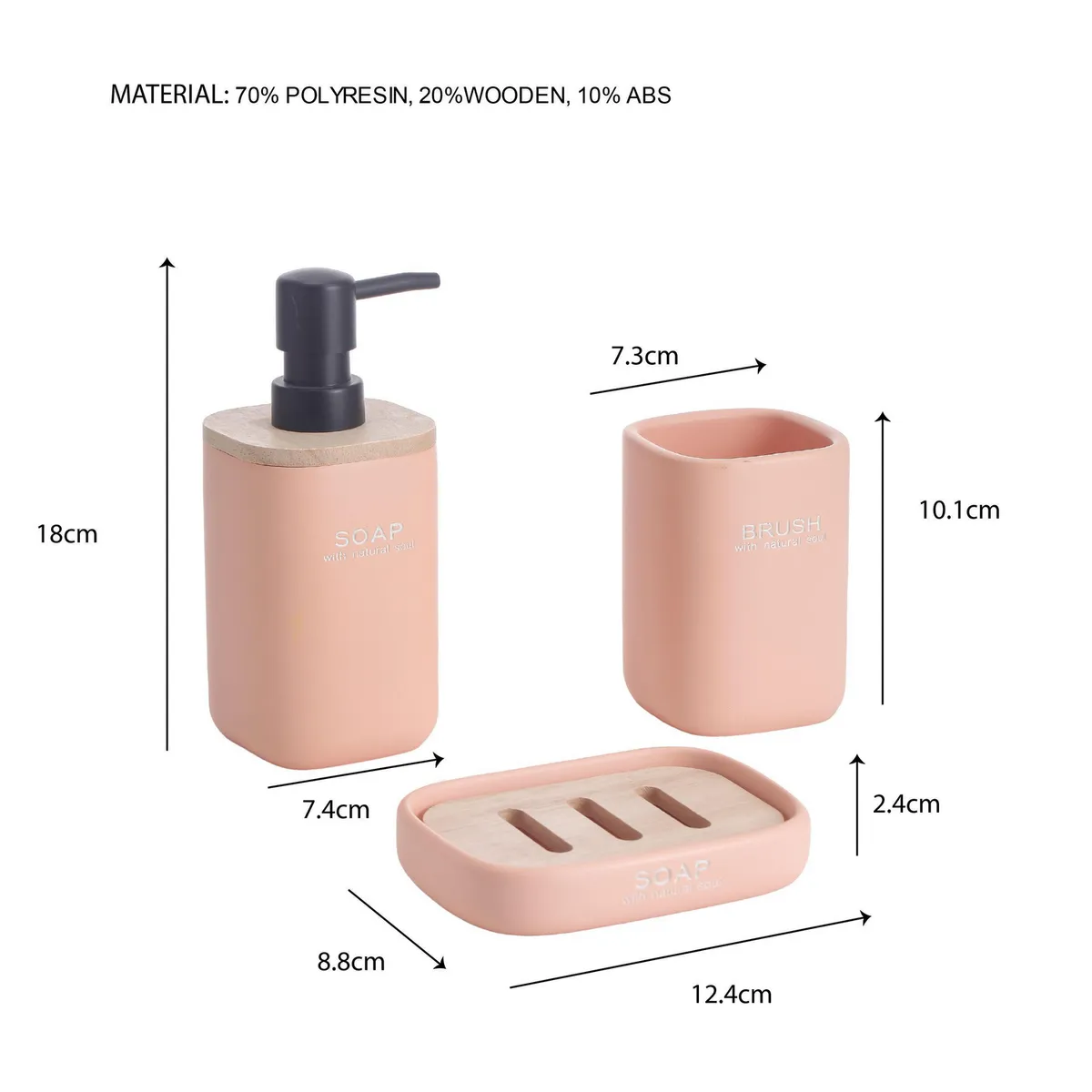 Just Home Collection - Set de 3 Accesorios de Baño Word Naranja