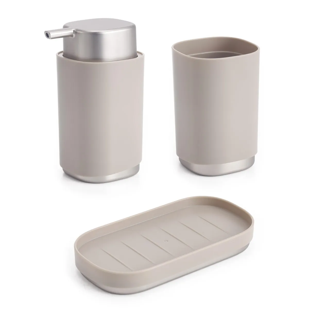 Just Home Collection - Set de 3 Accesorios de Baño Taupe