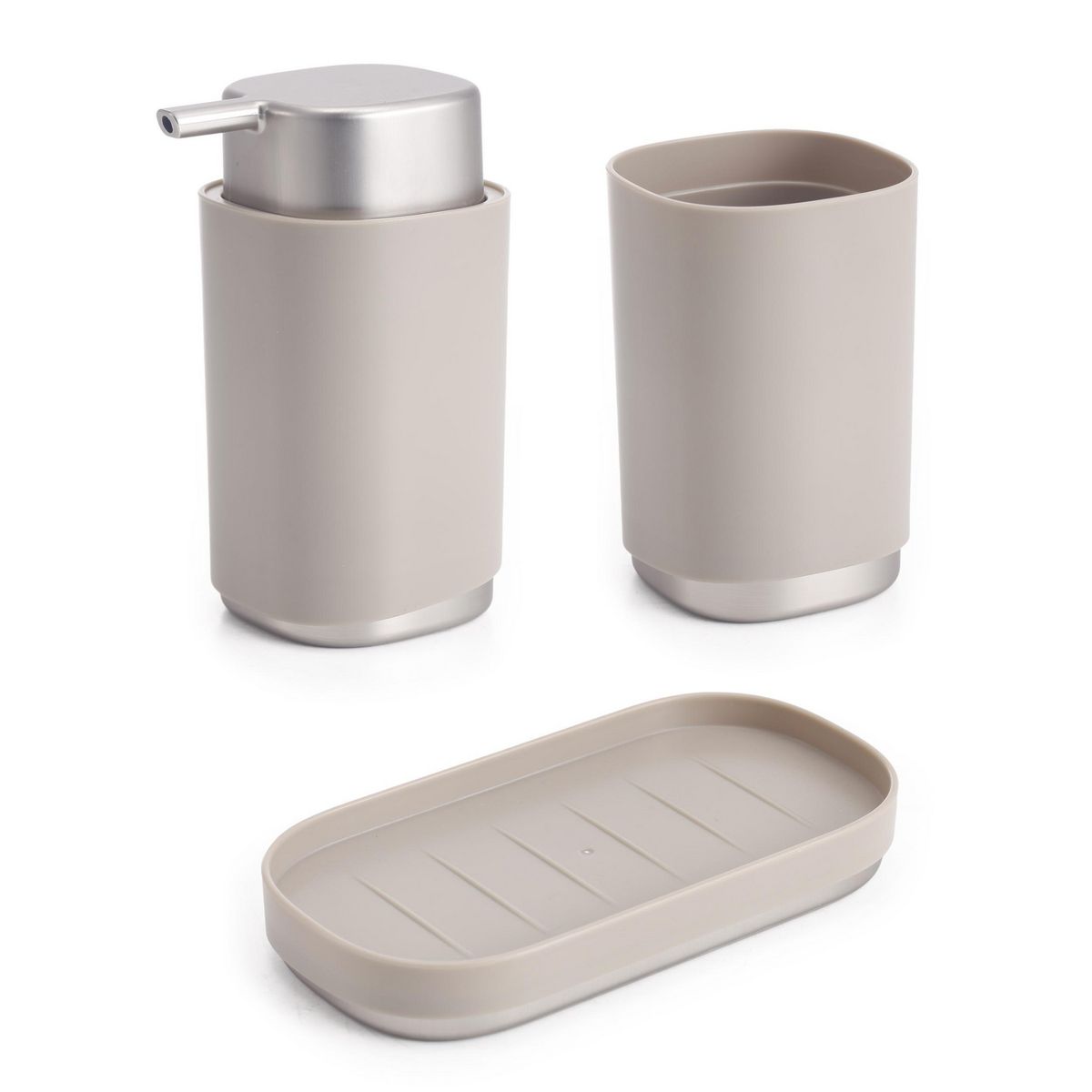 Just Home Collection - Set de 3 Accesorios de Baño Taupe