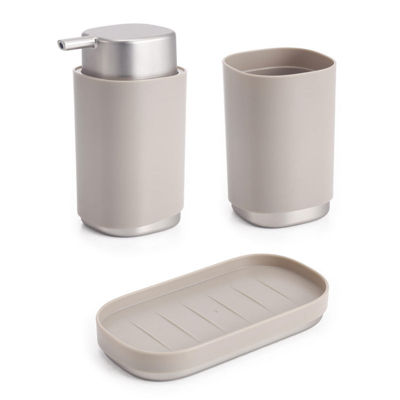 Just Home Collection - Set de 3 Accesorios de Baño Taupe