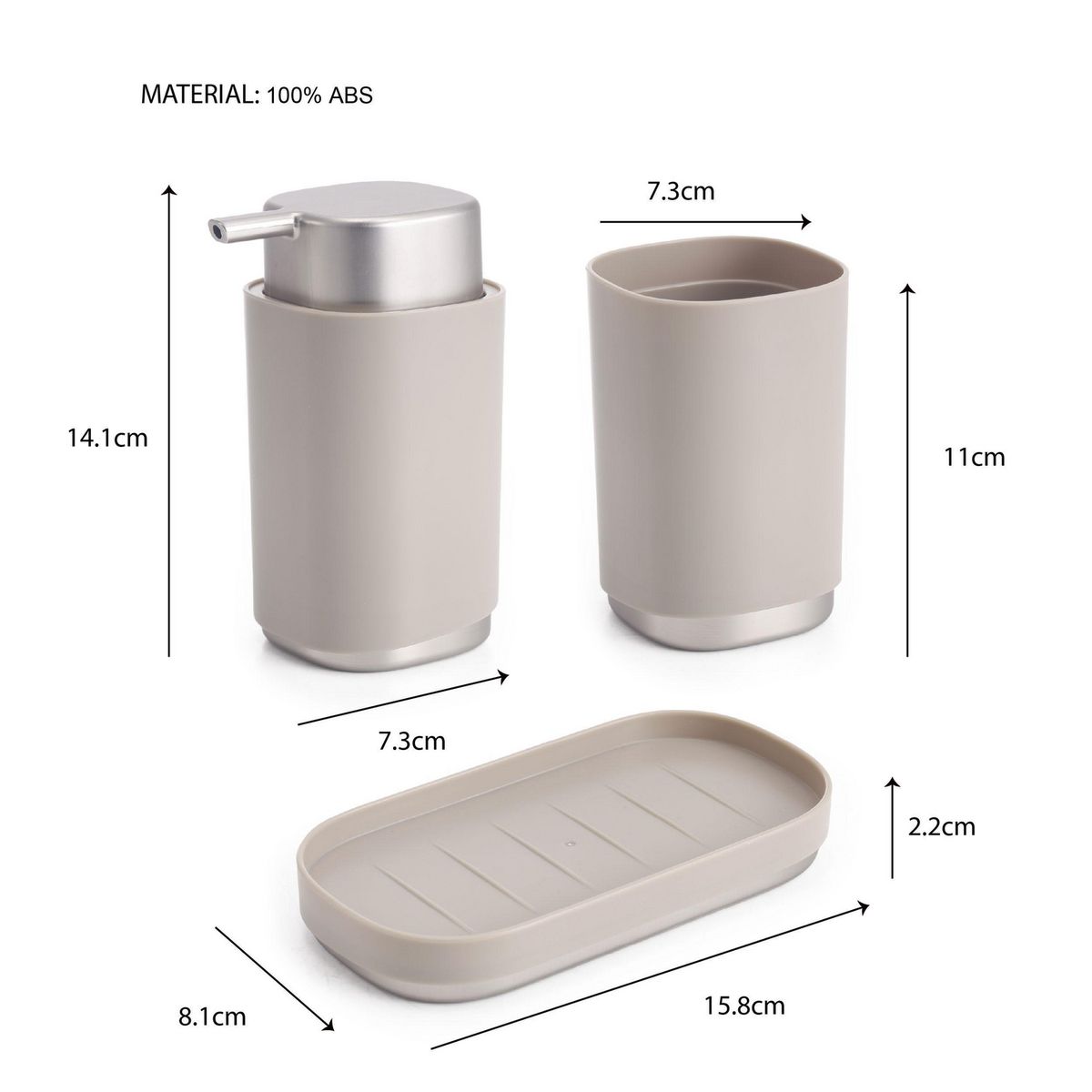 Just Home Collection - Set de 3 Accesorios de Baño Taupe