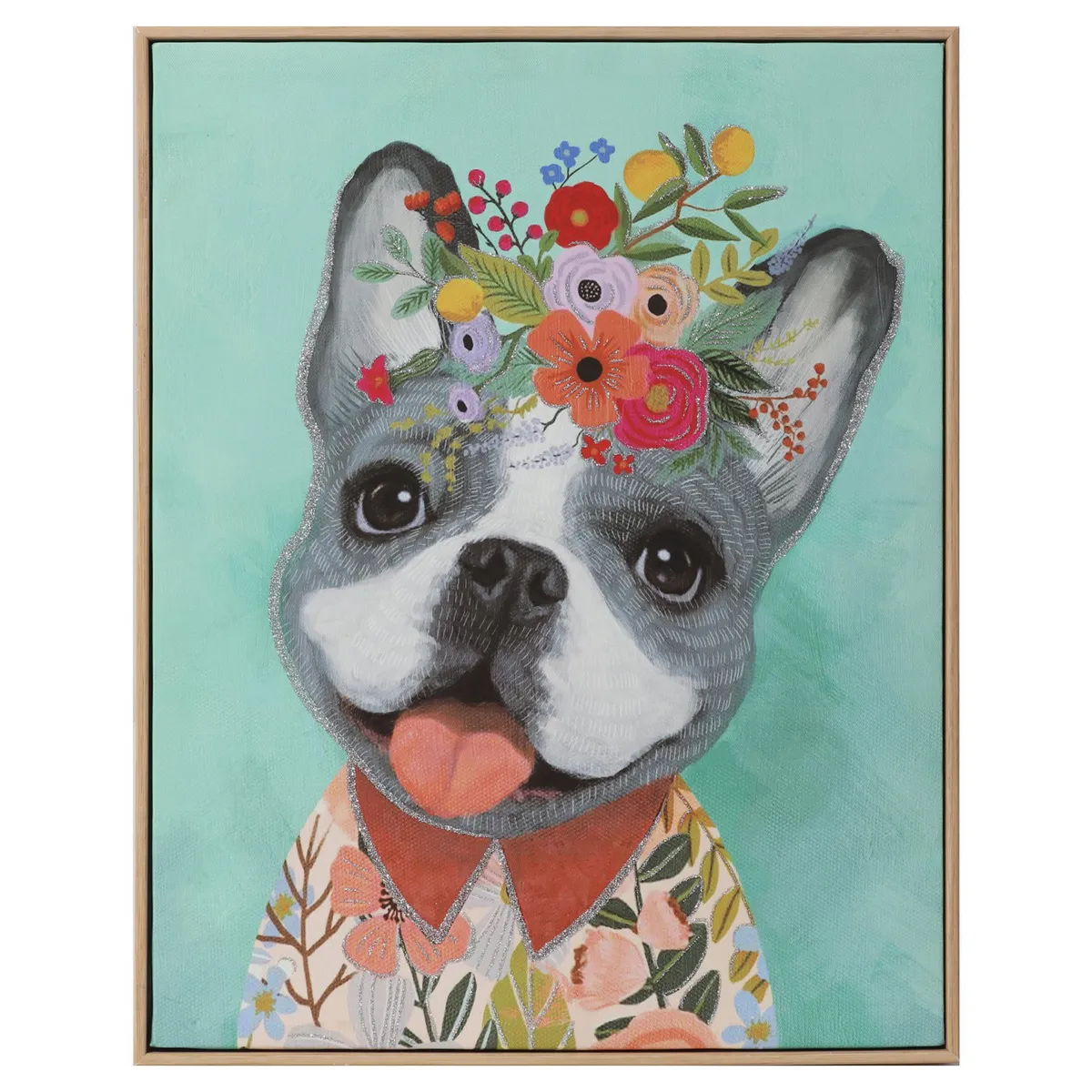 Just Home Collection - Cuadro Decorativo Perro Flor 30x40 cm