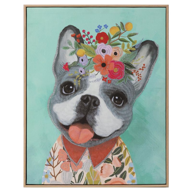 Just Home Collection - Cuadro Decorativo Perro Flor 30x40 cm