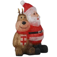 Santa y Reno Acrilico Nadideño 96 Luces 45 Cm