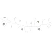 Luz Led Calida Hojas Plateadas Navidad 1.9m