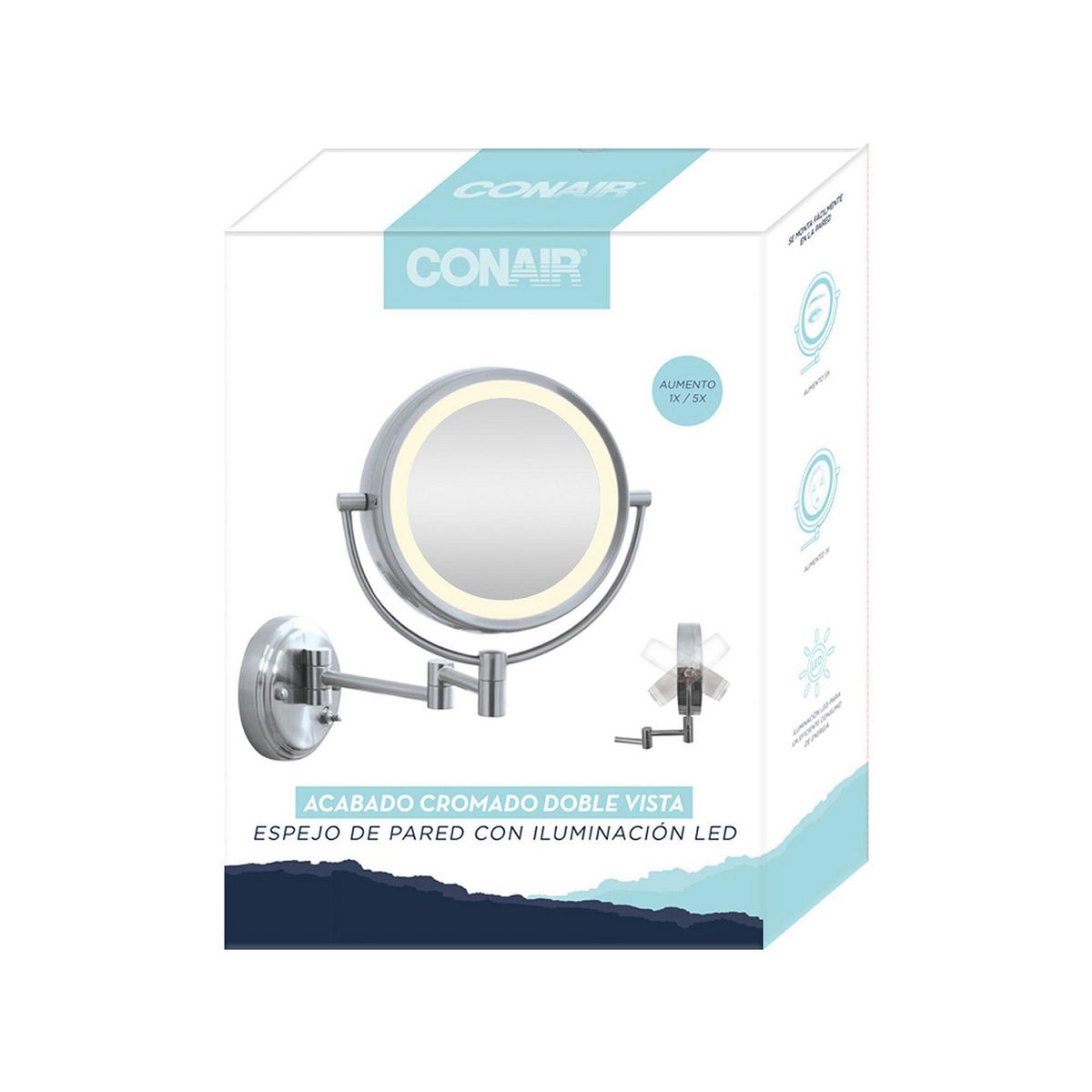 Conair - Espejo de Pared Doble Vista con Iluminación LED