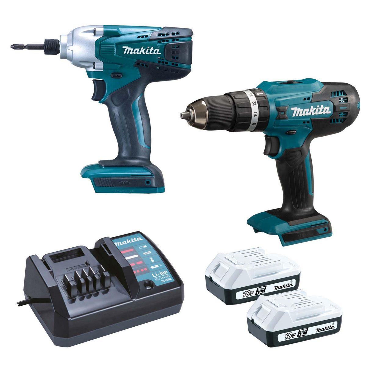 Makita - Combo Makita 18V Rotomartillo Inalambrico + Atornillador de Impacto