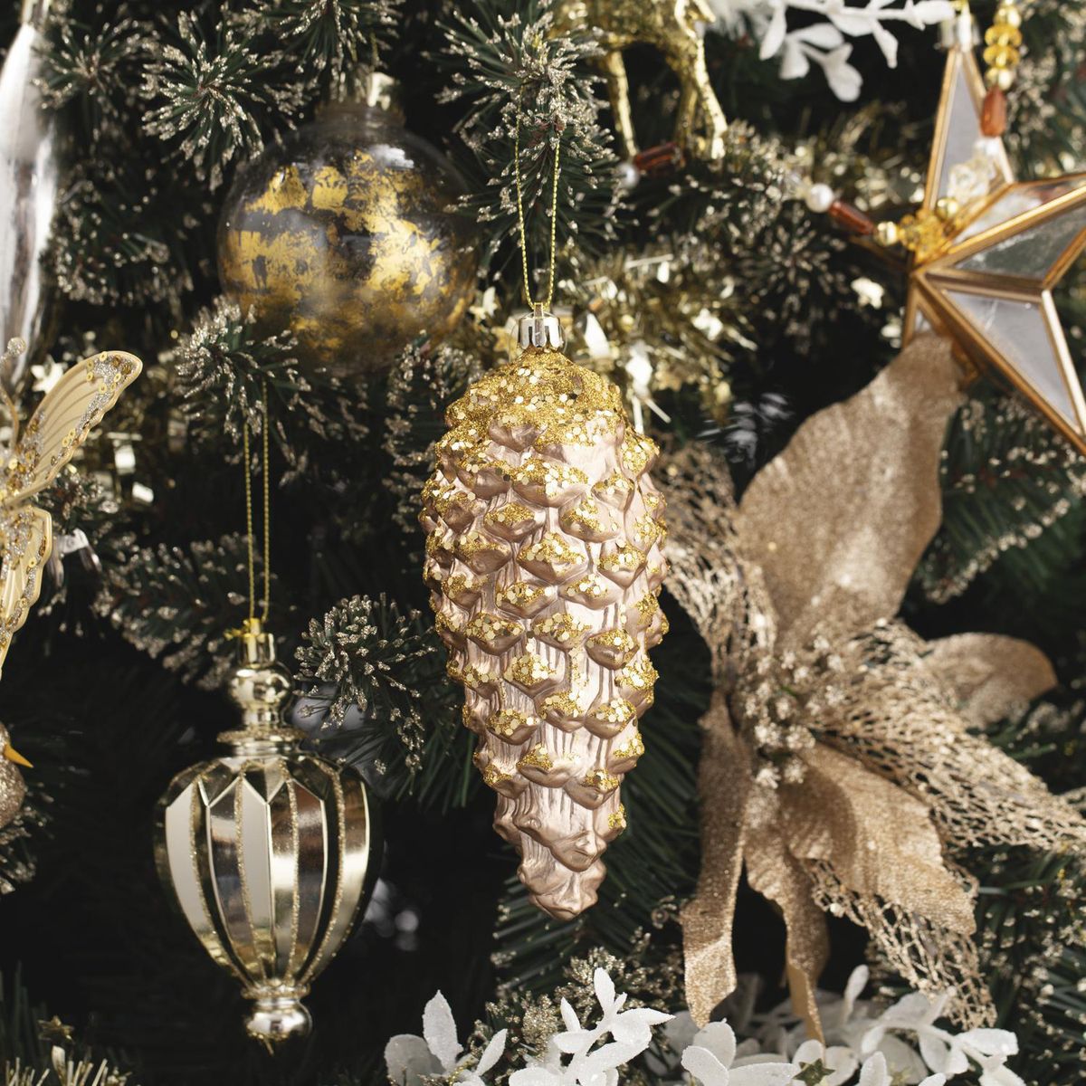 Dear Santa - Adorno Navideño Pino Dorado 17 cm