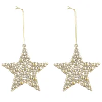 Set 2 Adorno Navideño Estrellas Dorado 9 cm