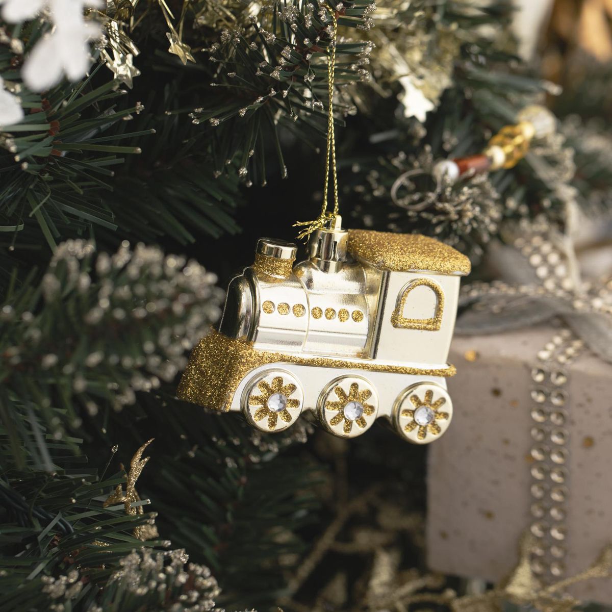 Dear Santa - Adorno Navideño Tren Dorado 8 cm