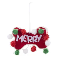 Adorno Navideño Hueso Con Pompon 12 cm