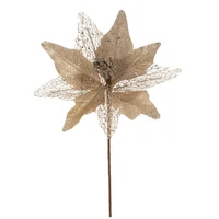 Pick Poinset Flor Dorado Navidad 27cm Aos
