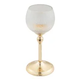 Candelabro Navideño Vidrio Dorado 12x30cm