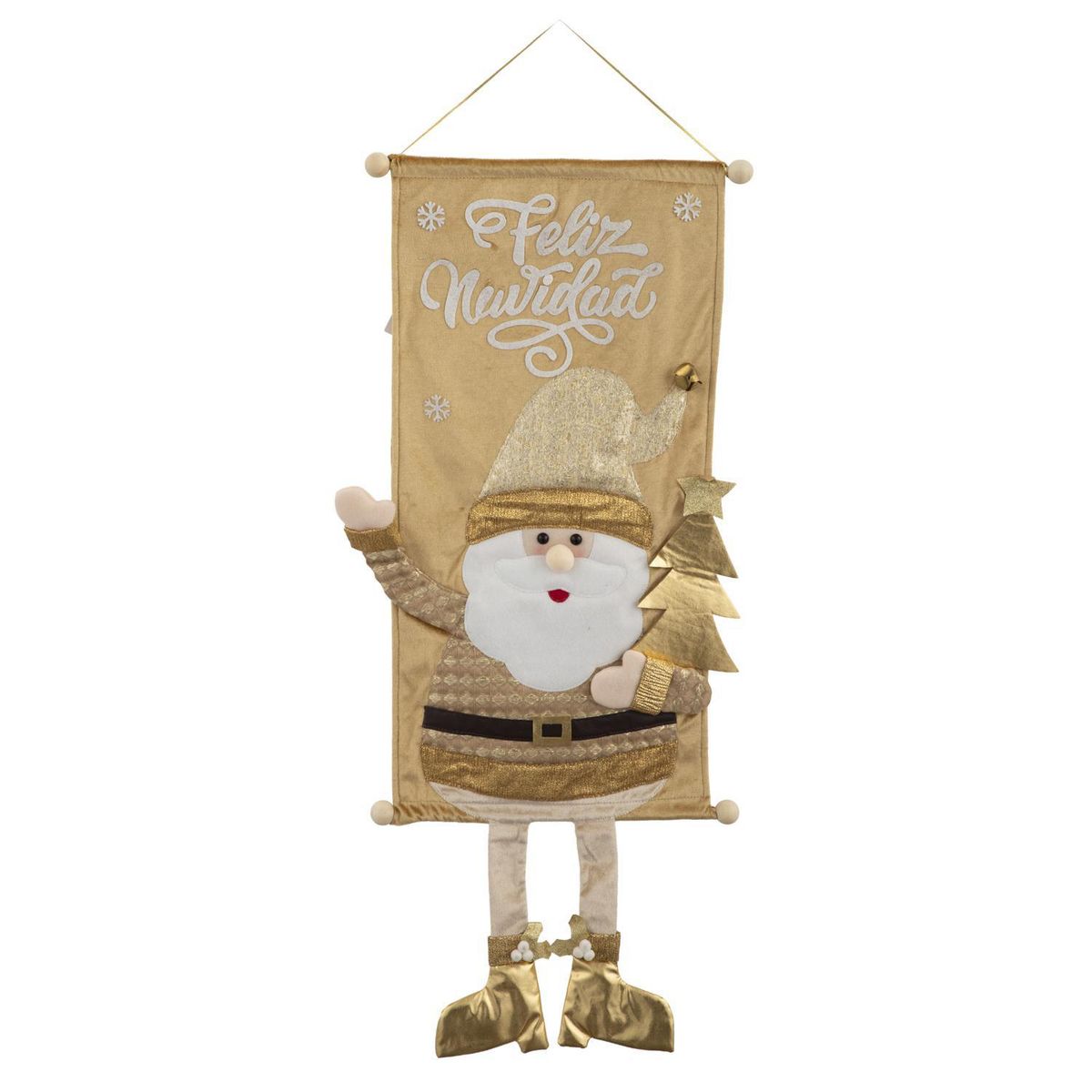 Dear Santa - Bandera Santa Navideño Dorado 86cm Aos