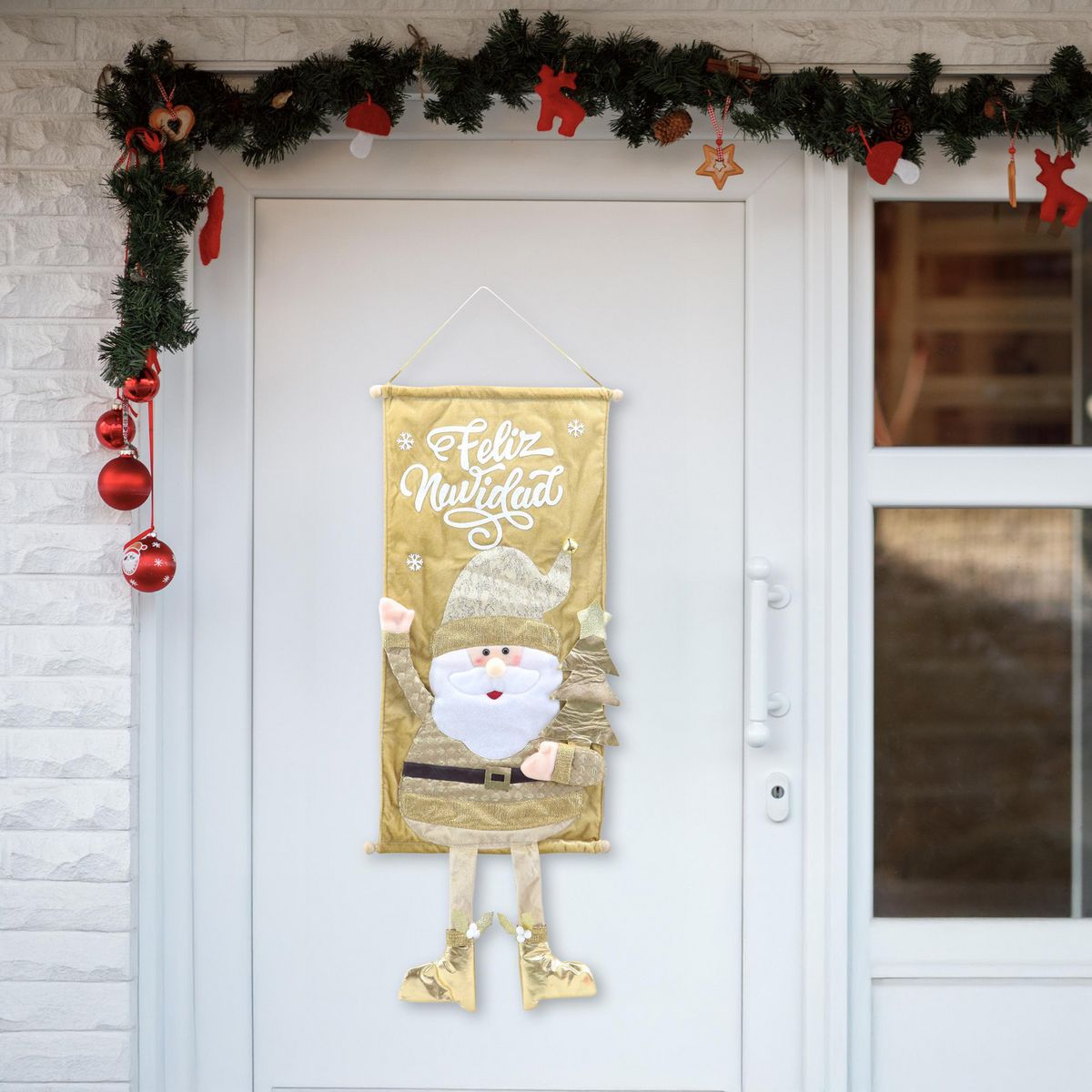 Dear Santa - Bandera Santa Navideño Dorado 86cm Aos