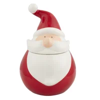 Recipiente Navideño Santa Rojo Blanco 24cm