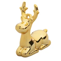 Reno Navideño de Porcelana Dorado 11.5cm