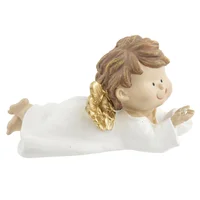 Angel Acostado Navideño Poliresina 17cm