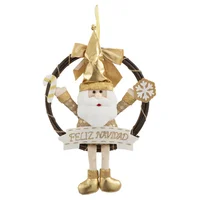 Corona Santa Navidad Dorado 46cm Aos