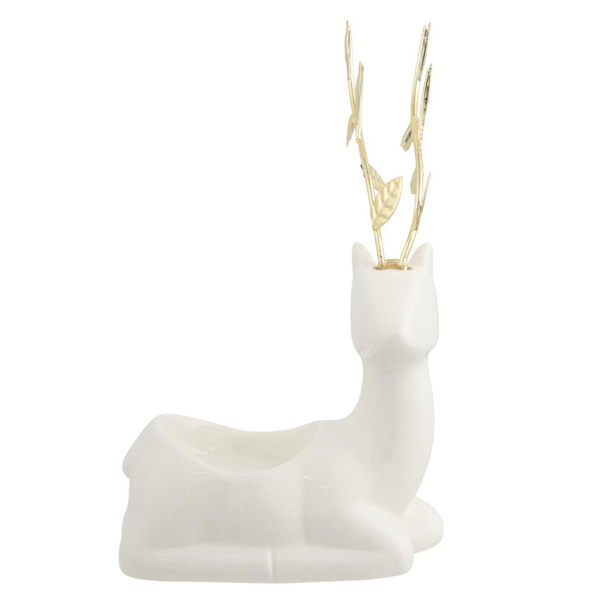 Dear Santa - Portavela Navideña Reno de Porcelana 18.8 cm