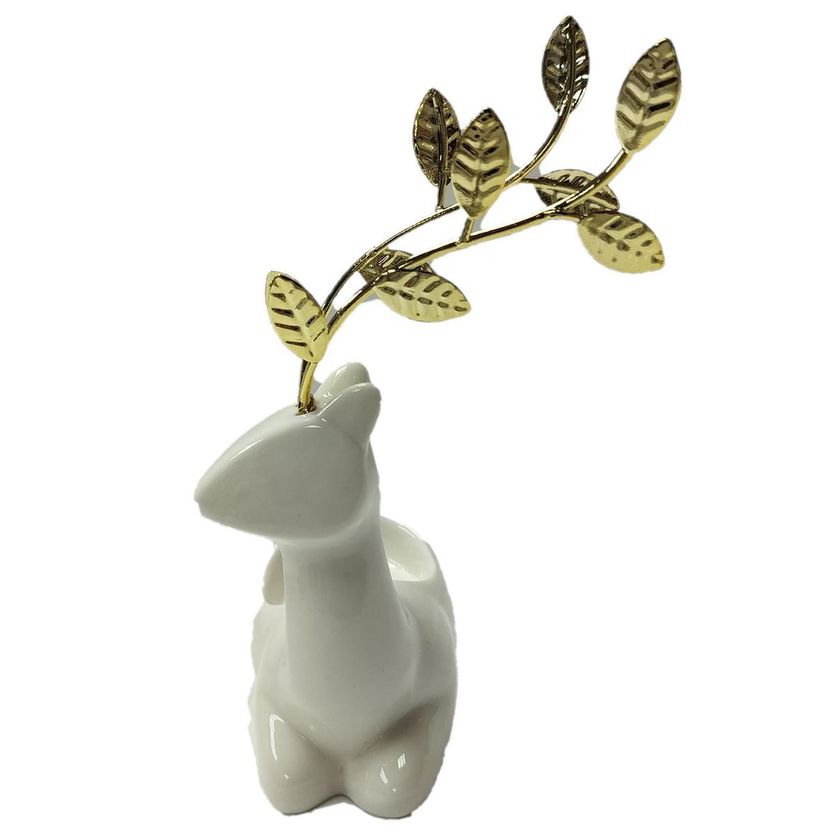 Dear Santa - Portavela Navideña Reno de Porcelana 18.8 cm