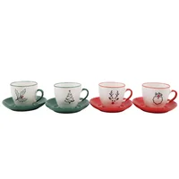 Set Tazas Cafe Navideño 200ml 4 Piezas