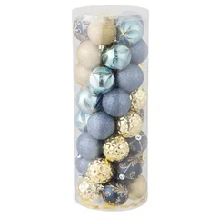 Juego de 40 Esferas Navideñas Color Dorado y Azul 6 cm