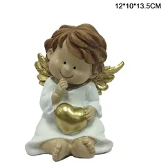 Ángel Navideño de Poliresina con Corazón 13.5 cm