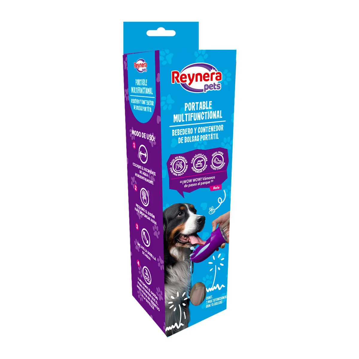 Reynera - Bebedero y Contenedor de Bolsas Portátil